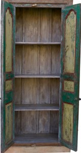 zielona-szafa-wysoka-półki-drewno-indyjska-stylowa-pojemna