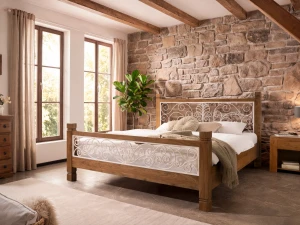 Łóżko Tasmania z drewna akacji 180x200 cm