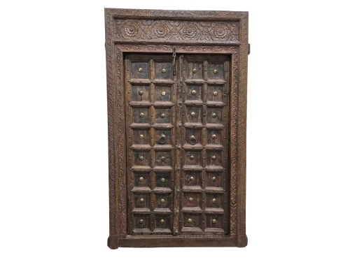 antyczne-indyjskie-drzwi-drewno-ćwieki-ornamenty-222x116x14