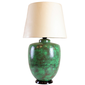 Lampa  ręcznie kuta z miedzi zielona 30x68cm