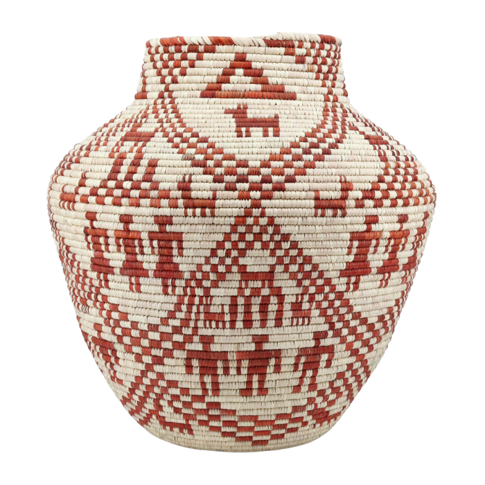 wielki-wazon-boho-etno-beżowy-rude-wzory-65cm